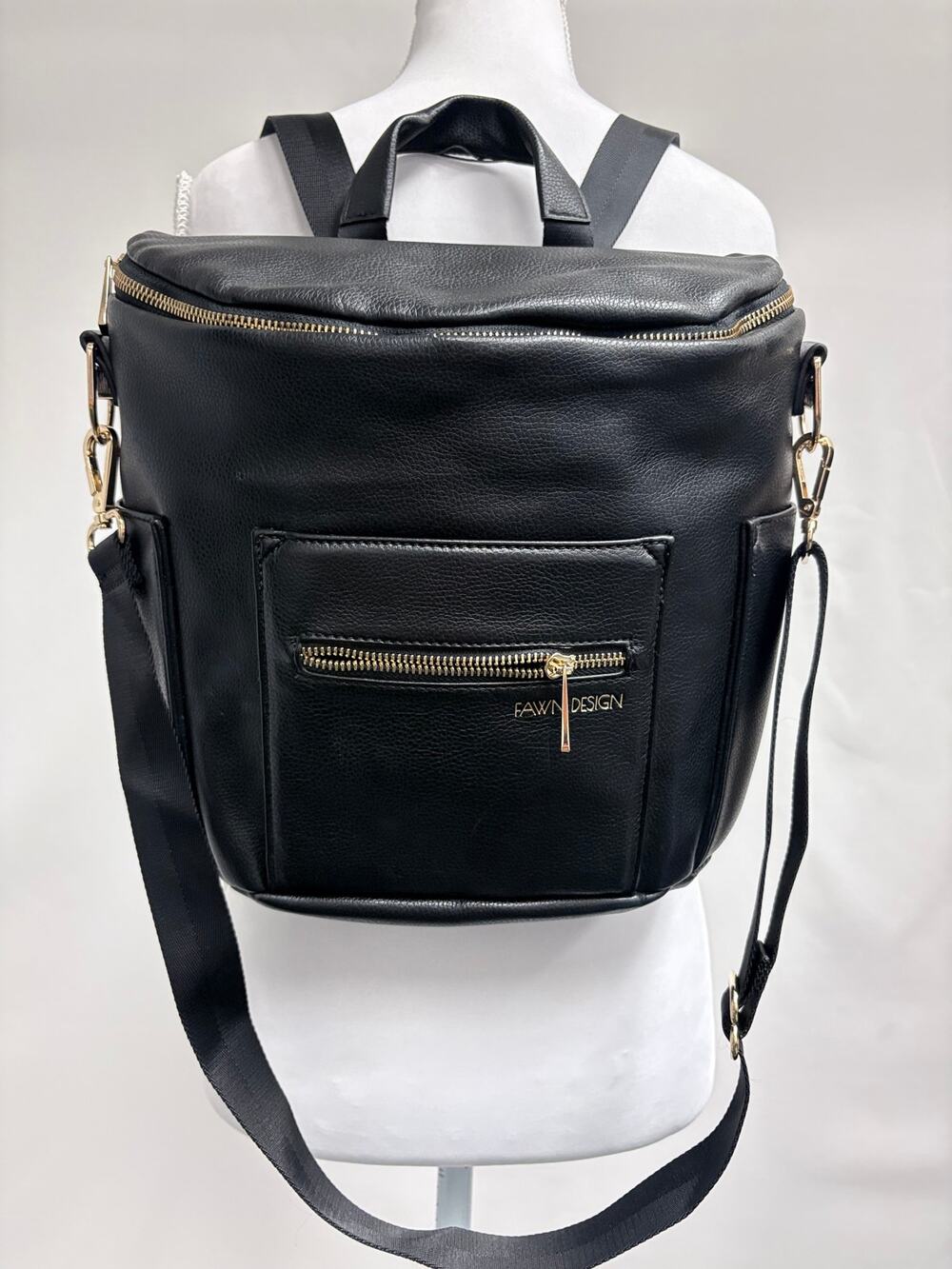 Fawn Design black backpack purse with shoulder strap